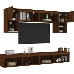 vidaXL Unités murales TV avec LED 6 pcs chêne marron bois d'ingénierie pas cher