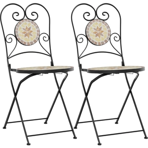 vidaXL Chaises de bistro pliables 2 pcs terre cuite et blanc céramique pas cher