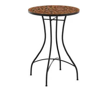 vidaXL Table de bistro mosaïque terre cuite Ø50x70 cm céramique pas cher
