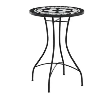 vidaXL Table de bistro mosaïque noir et blanc Ø50x70 cm céramique pas cher