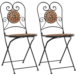 vidaXL Chaises de bistrot pliables lot de 2 terre cuite céramique pas cher