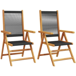 vidaXL Chaises de jardin lot de 2 noir bois d'acacia et polypropylène pas cher