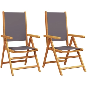 vidaXL Chaises de jardin lot de 2 anthracite bois acacia massif tissu pas cher