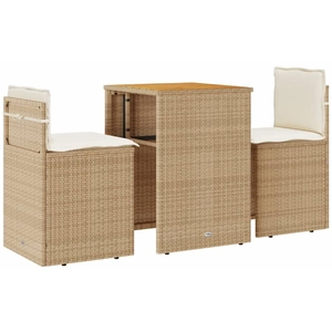 Comparateur de prix : vidaXL Ensemble de bistro 3 pcs avec coussins beige résine tressée