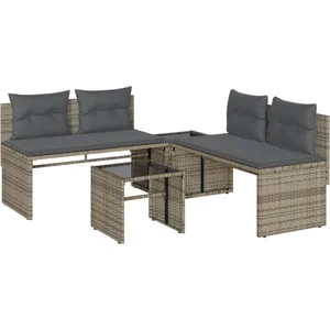 Comparateur de prix : vidaXL Salon de jardin 4 pcs avec coussins gris résine tressée