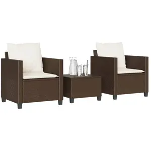 vidaXL Ensemble de bistro 3 pcs avec coussins marron résine tressée pas cher