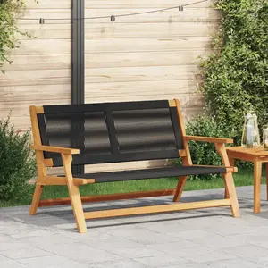 vidaXL Banc De Jardin Vidaxl Noir 76x122x73 Cm Bois D'acacia Massif pas cher