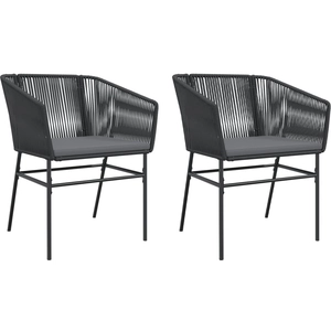 vidaXL Chaises de jardin lot de 2 avec coussins noir résine tressée pas cher