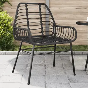 vidaXL Chaises de jardin 2 pcs Noir Résine tressée pas cher