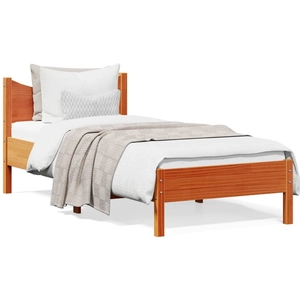 vidaXL Cadre de lit sans matelas cire marron 120x190cm bois pin massif pas cher