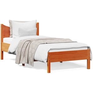 vidaXL Cadre de lit sans matelas cire marron 90x190 cm bois pin massif pas cher