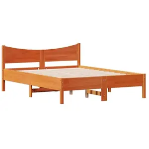 vidaXL Cadre de lit sans matelas cire marron 140x190cm bois pin massif pas cher