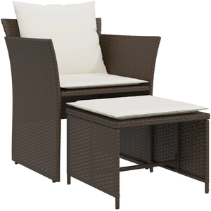 vidaXL Chaise de jardin avec tabouret marron résine tressée pas cher