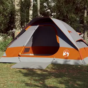 vidaXL Tente de camping à dôme 4 personnes gris et orange imperméable pas cher