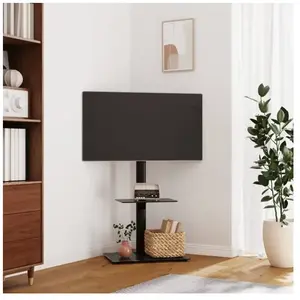 vidaXL Meuble TV d'angle 2 niveaux pour 32-65 pouces noir pas cher