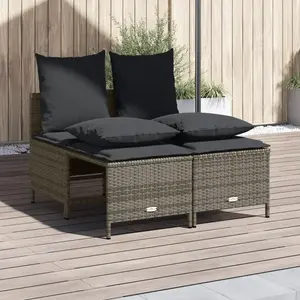 vidaXL Salon de jardin 4 pcs avec coussins gris résine tressée pas cher