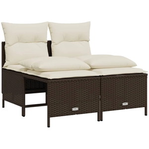 vidaXL Salon de jardin 4 pcs avec coussins marron résine tressée pas cher