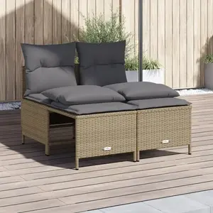 vidaXL Salon de jardin avec coussins 4 pcs beige résine tressée pas cher