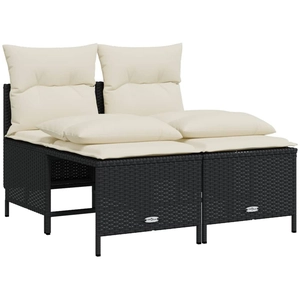 vidaXL Salon de jardin 4 pcs avec coussins noir résine tressée pas cher