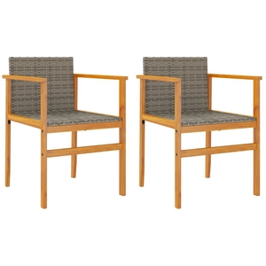 vidaXL Chaises de jardin lot de 2 gris résine tressée et bois massif pas cher
