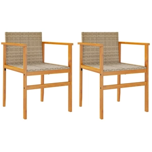 Comparateur de prix : vidaXL Chaises de jardin lot de 2 beige résine tressée et bois massif
