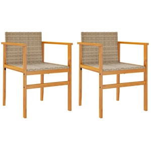 vidaXL Chaises de jardin coussins lot de 2 beige résine tressée bois pas cher