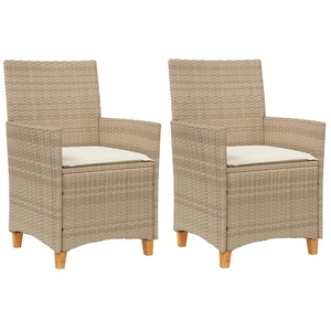 Comparateur de prix : vidaXL Chaises de jardin coussins lot de 2 beige résine tressée bois