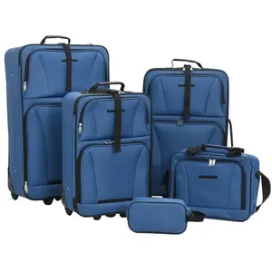 vidaXL Ensemble de bagages de voyage bleu tissu pas cher