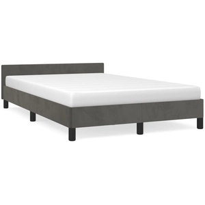 vidaXL Cadre de lit avec tête de lit gris foncé 120x190 cm velours pas cher