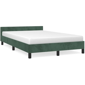 vidaXL Cadre de lit avec tête de lit vert foncé 120x190 cm velours pas cher