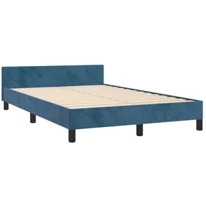 vidaXL Cadre de lit avec tête de lit bleu foncé 120x190 cm velours