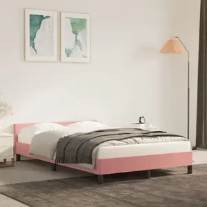 vidaXL Cadre de lit avec tête de lit rose 120x190 cm velours pas cher