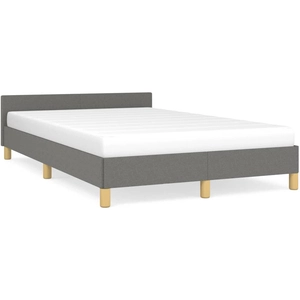 vidaXL Cadre de lit avec tête de lit gris foncé 120x190 cm tissu pas cher
