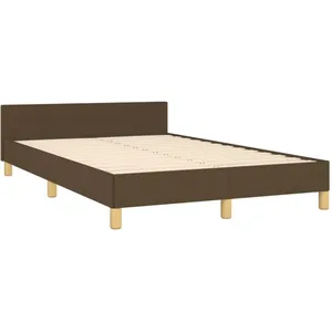 vidaXL Cadre de lit avec tête de lit marron foncé 120x190 cm tissu pas cher