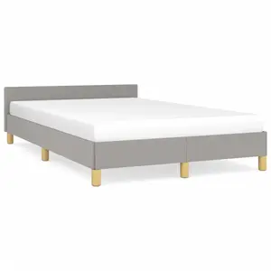 vidaXL Cadre de lit avec tête de lit gris clair 120x190 cm tissu pas cher