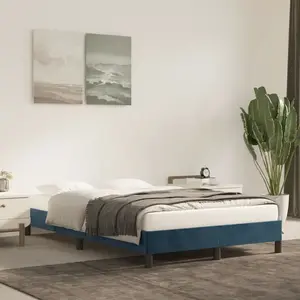 vidaXL Cadre de lit bleu foncé 120x190 cm velours pas cher