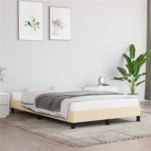 vidaXL Cadre de lit crème 120x190 cm tissu pas cher