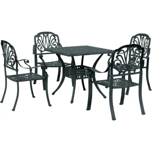 vidaXL Ensemble à manger de jardin 5 pcs vert aluminium coulé pas cher