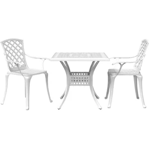 vidaXL Ensemble de bistro 3 pcs blanc aluminium coulé pas cher