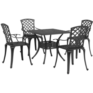 vidaXL Ensemble à manger de jardin 5 pcs noir aluminium coulé pas cher