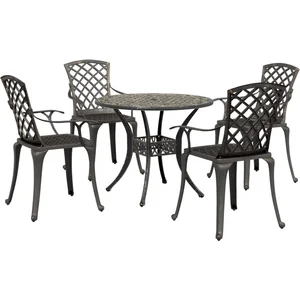 vidaXL Ensemble manger de jardin 5 pcs bronze aluminium coulé pas cher