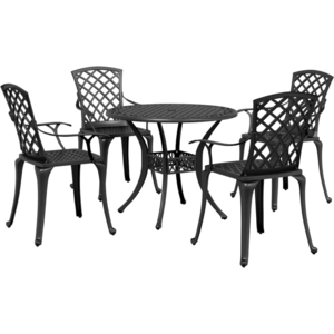 vidaXL Ensemble à manger de jardin 5 pcs noir aluminium coulé pas cher