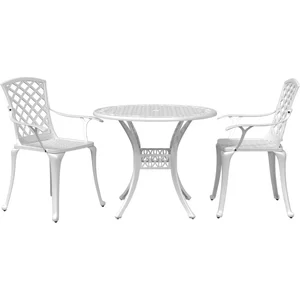 vidaXL Ensemble de bistro 3 pcs blanc aluminium coulé pas cher