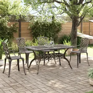 vidaXL Ensemble manger de jardin 5 pcs bronze aluminium coulé pas cher