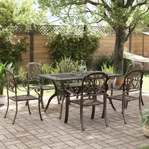 vidaXL Ensemble à manger de jardin 7 pcs bronze aluminium coulé pas cher