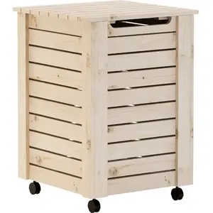 Comparateur de prix : vidaXL Panier à linge et roulettes RANA 45x45x64 cm bois massif de pin