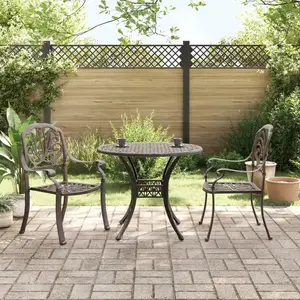 vidaXL Ensemble de bistrot 3 pcs bronze aluminium coulé pas cher