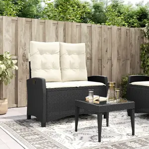 vidaXL Banc inclinable de jardin avec coussins noir résine tressée pas cher