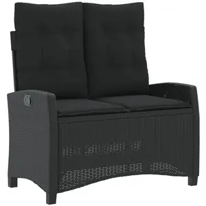 vidaXL Banc inclinable de jardin avec coussins noir résine tressée pas cher