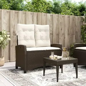 vidaXL Banc inclinable de jardin avec coussins marron résine tressée pas cher